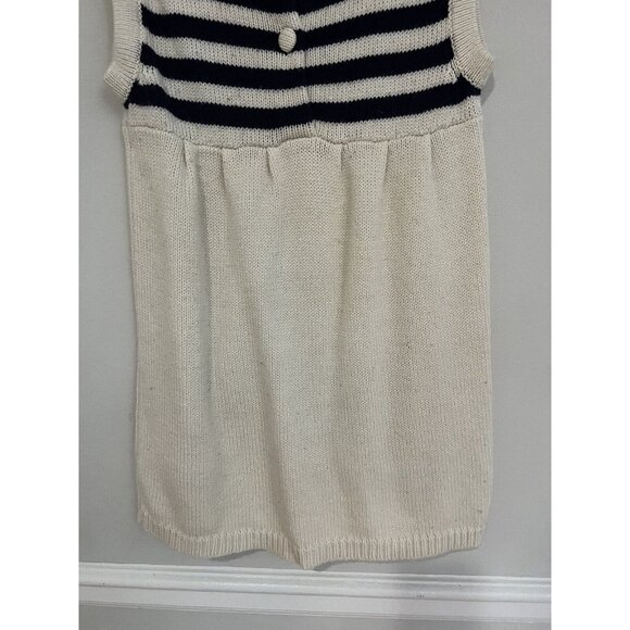 Sleeveless Sweater Dress Size Medium Knit Tunic Wool Blend White And Blue Stripe - Picture 14 of 14